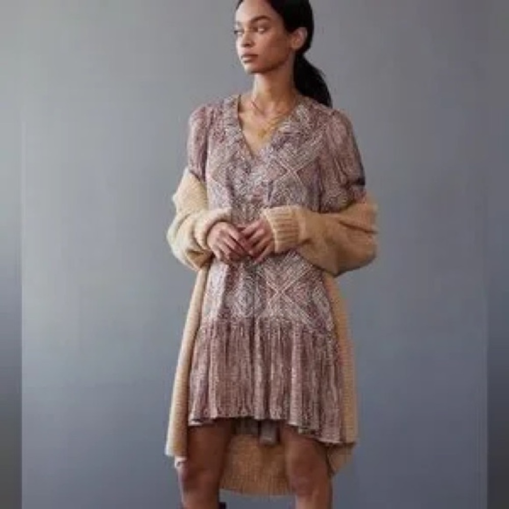 Anthropologie Geometric Long Sleeve Dress